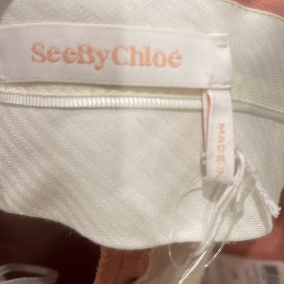 NWT Seeby Chloe Women's Muted Clay Cotton Wide Leg Pleated Trouser Pant SZ 34 - Picture 4 of 9